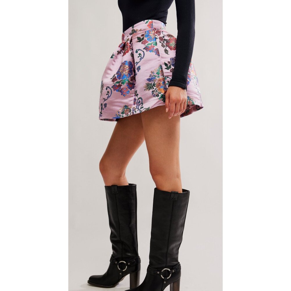 Free People Pink Brocade Floral Mini Skirt - Picture 11 of 11